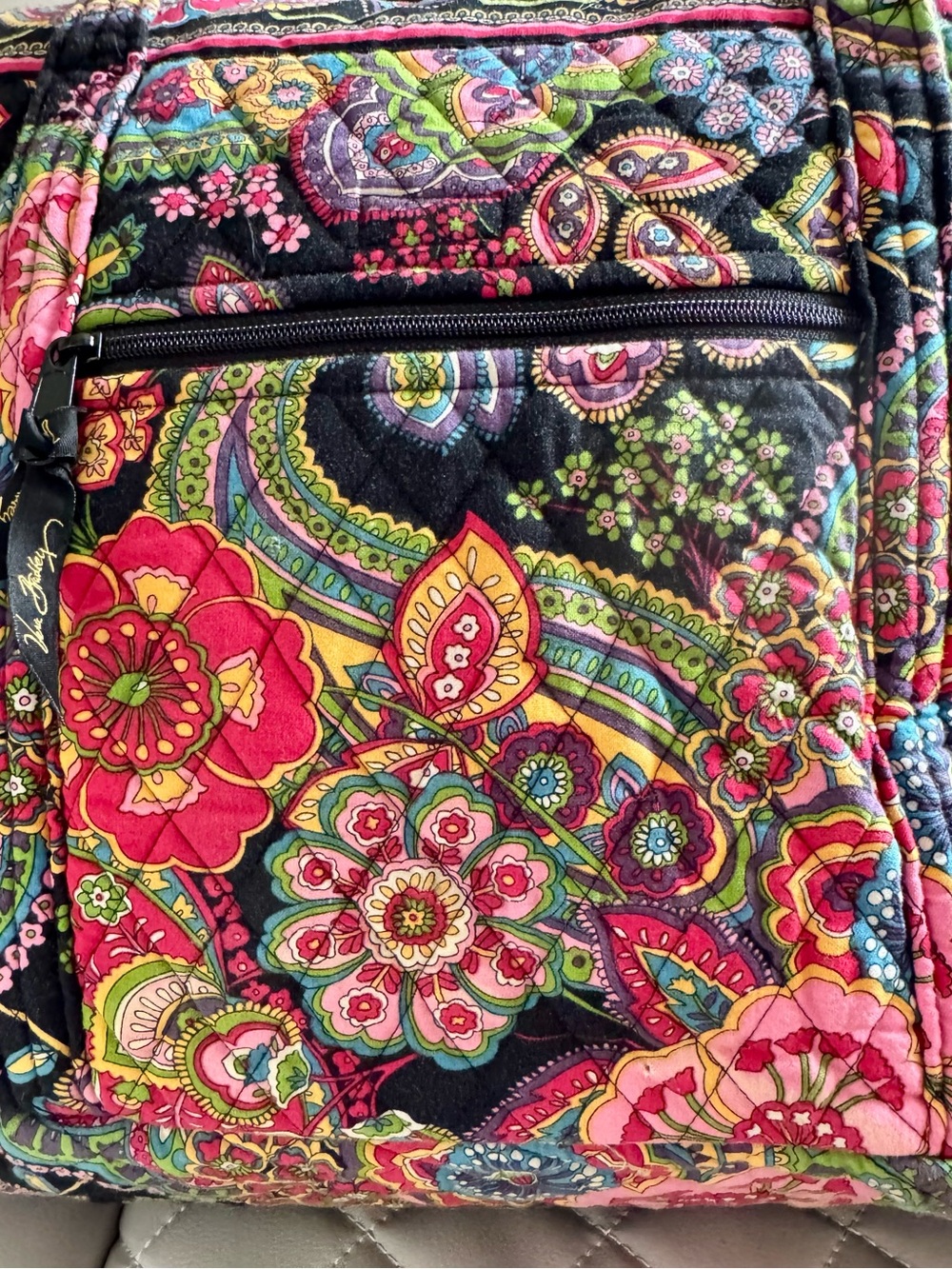 Vera Bradley Black Multi Floral Paisley Quilted Tote - Picture 3 of 9